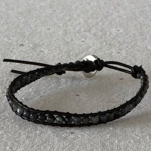 Handmade leather beaded bracelet